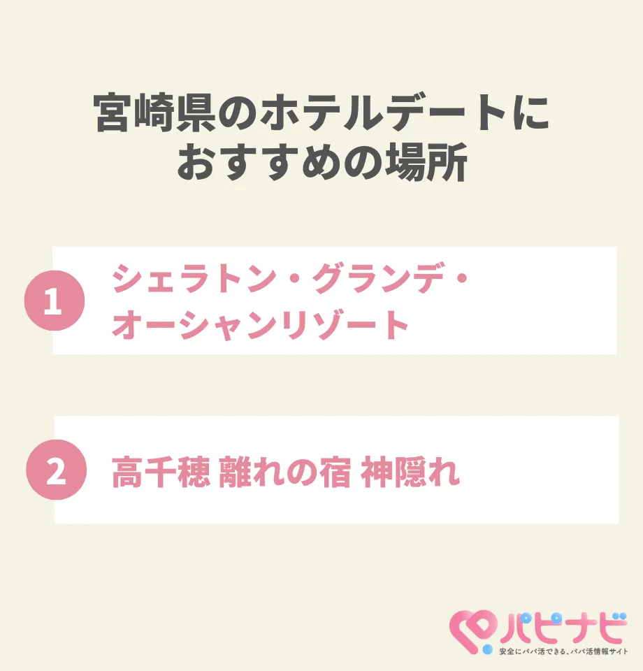 宮崎県のホテルデートにおすすめの場所